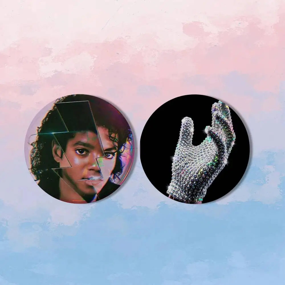 Dance King Michael Jackson MJ 2 piece set Badges On Backpack Jacket Cartoon Round Brooches Acrylic Button Pins Collection Gifts