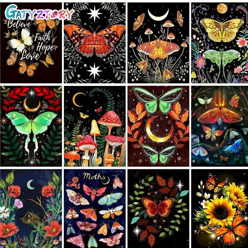 

GATYZTORY Oil Painting By Numbers Colorful Butterflies Coloring By Numbers Diy Gift Fantasy Paint Set Handicrafts For Adults Kid