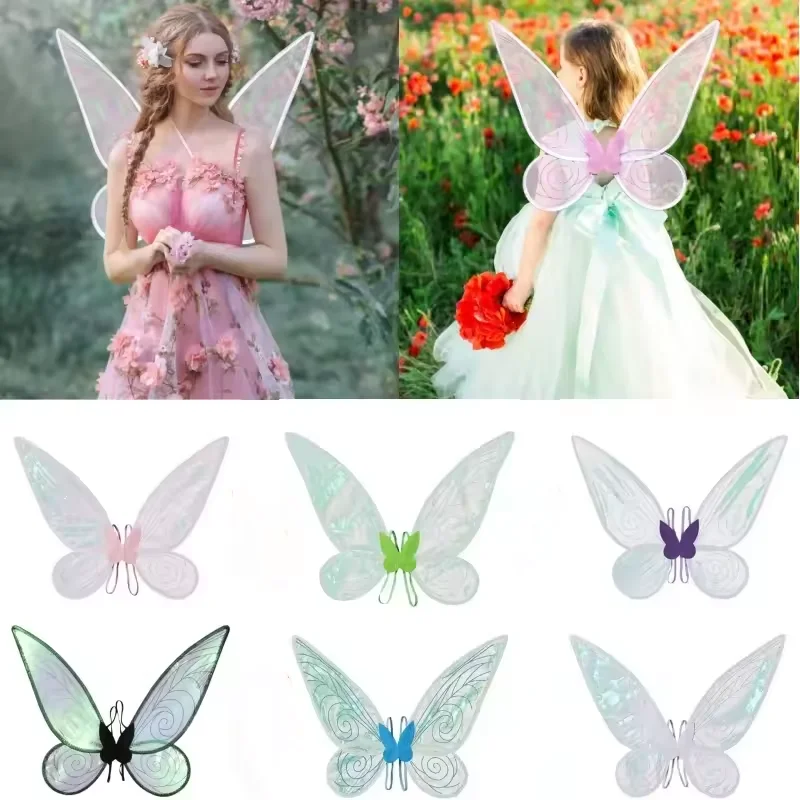Fairy Wings Sparkle Princess Angel Elf Ears Floral Headband Crown For Adult Girls Halloween Party Cosplay