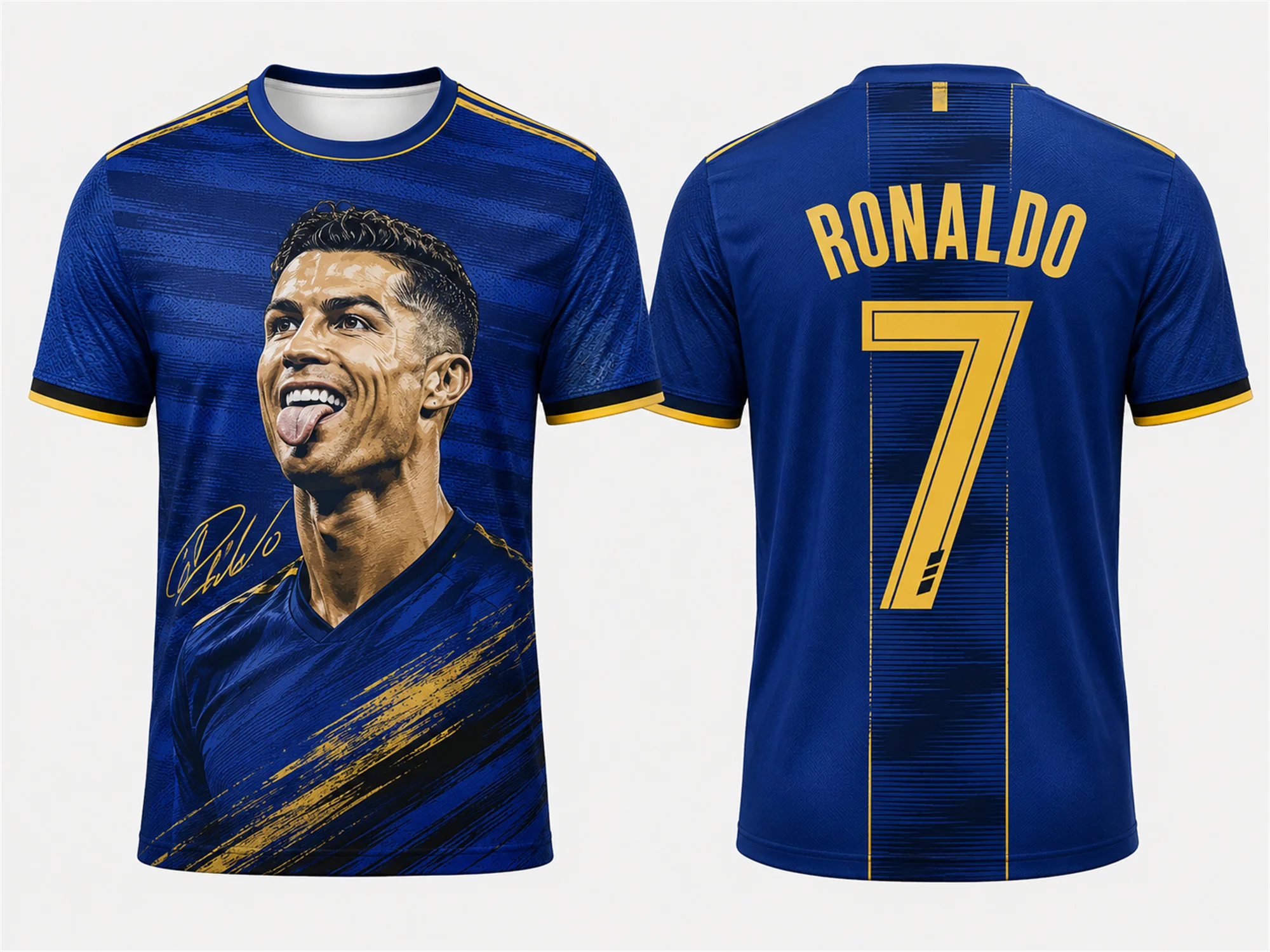 Cycling Jersey - เสื้อฟุตบอลโรนัลโด้หมายเลข 7 สำหรับผู้ชายและผู้หญิง เสื้อกีฬาแขนสั้น ชุดแฟนคลับ เสื้อยืดลำลองสำหรับออกกำลังกายกลางแจ้ง