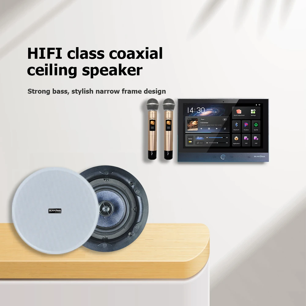 7 Inch HD WiFi Touch Screen Karaoke Amplifier PW7830K+FCR53, Multi-Zone Speaker with Microphone