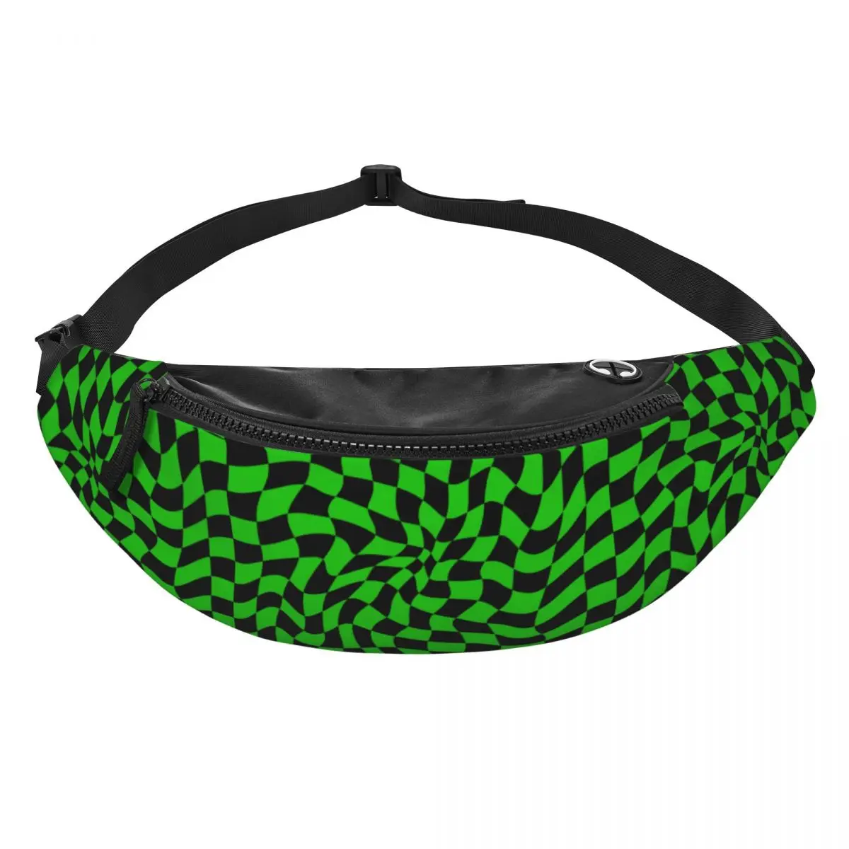 

Green Checkboard Fanny Pack Men Women Crossbody Adjustable Waist Bag Travel Running Phone Pouch