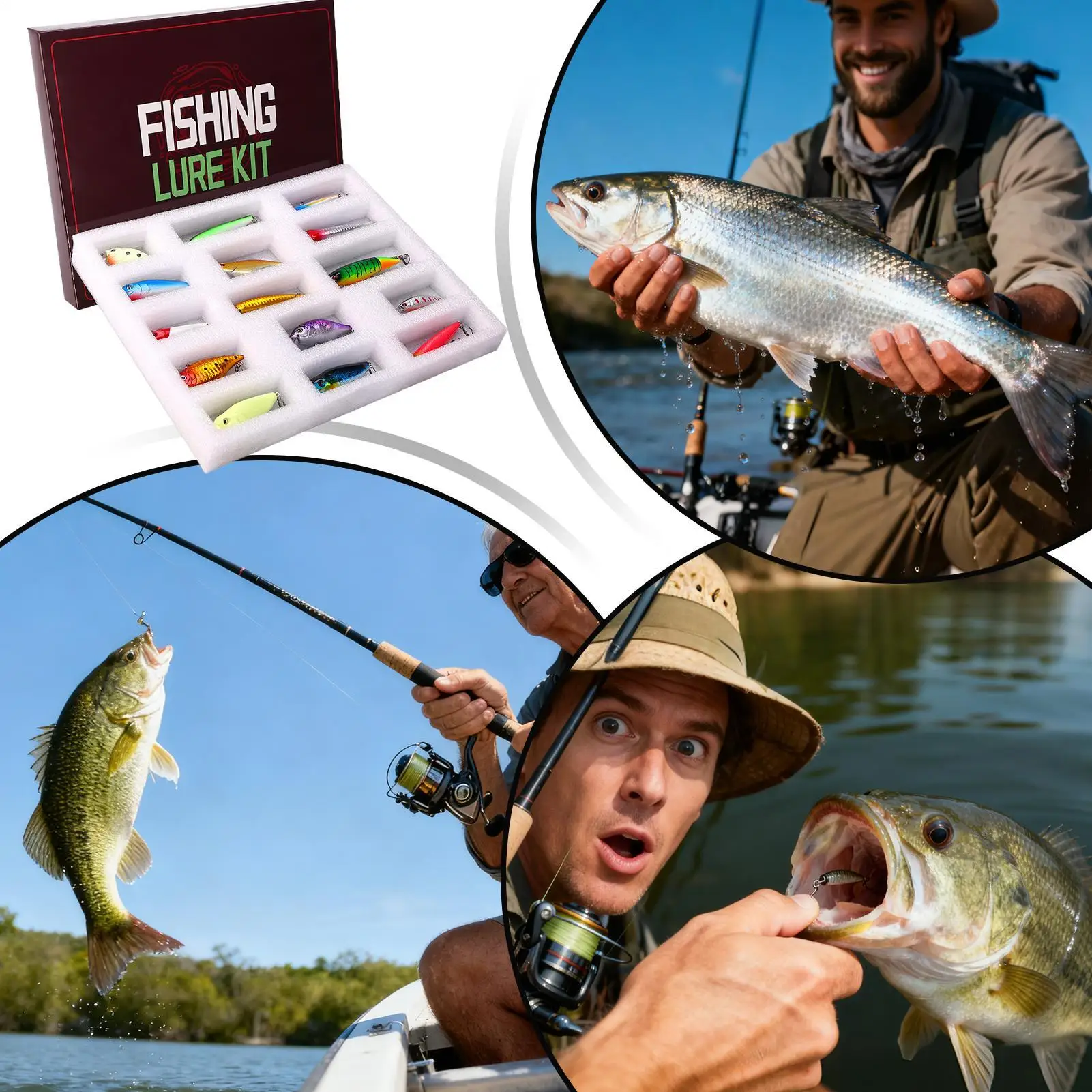 

Fishing Lures Bass 15 Pieces Reflective Fish Tackle Fishing Tackle Boxes For Thanksgiving Holiday Birthday Party River Lake