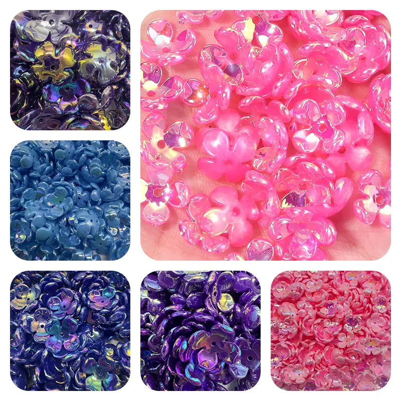 

50/100Pcs 16mm Four Petals Flower AB Color Acrylic Beads Loose Spacer Beads For Bracelet & Necklaces Handcrafted Accessories