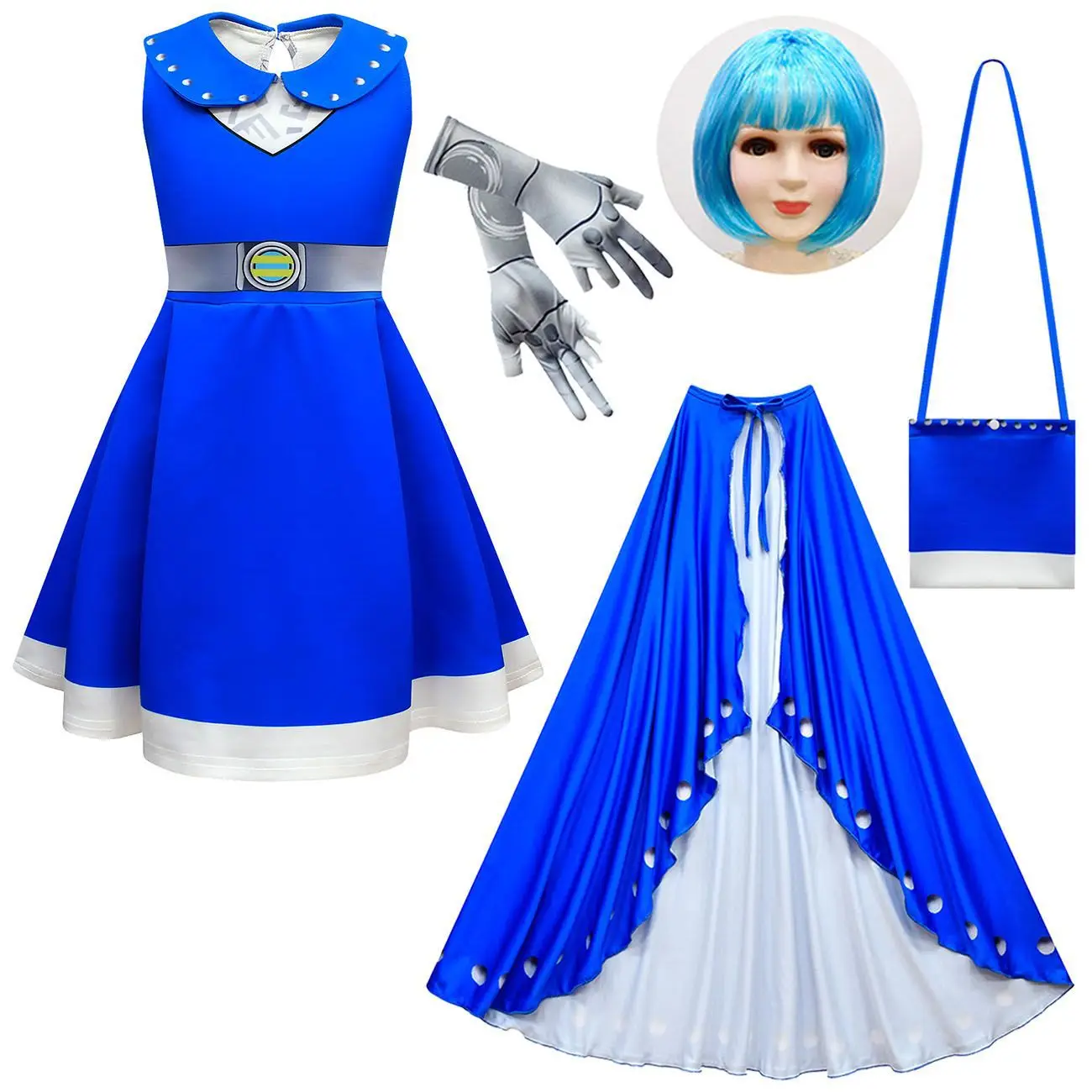 Disfraz de Disney Zombie 3 Addison para niñas, traje de Cosplay de animadora, vestido de princesa para niños, guantes, bolsa, peluca y capa para fiesta de Halloween