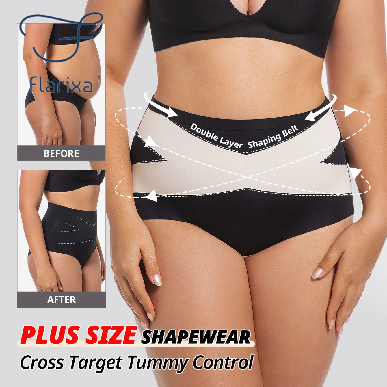 Flarixa 1/2/3Pcs Plus Größe Frauen Hohe Taille Höschen Kreuz Bauch Kontrolle Shapewear Briefs Bauch-steuer Abnehmen Hip Lift Hosen
