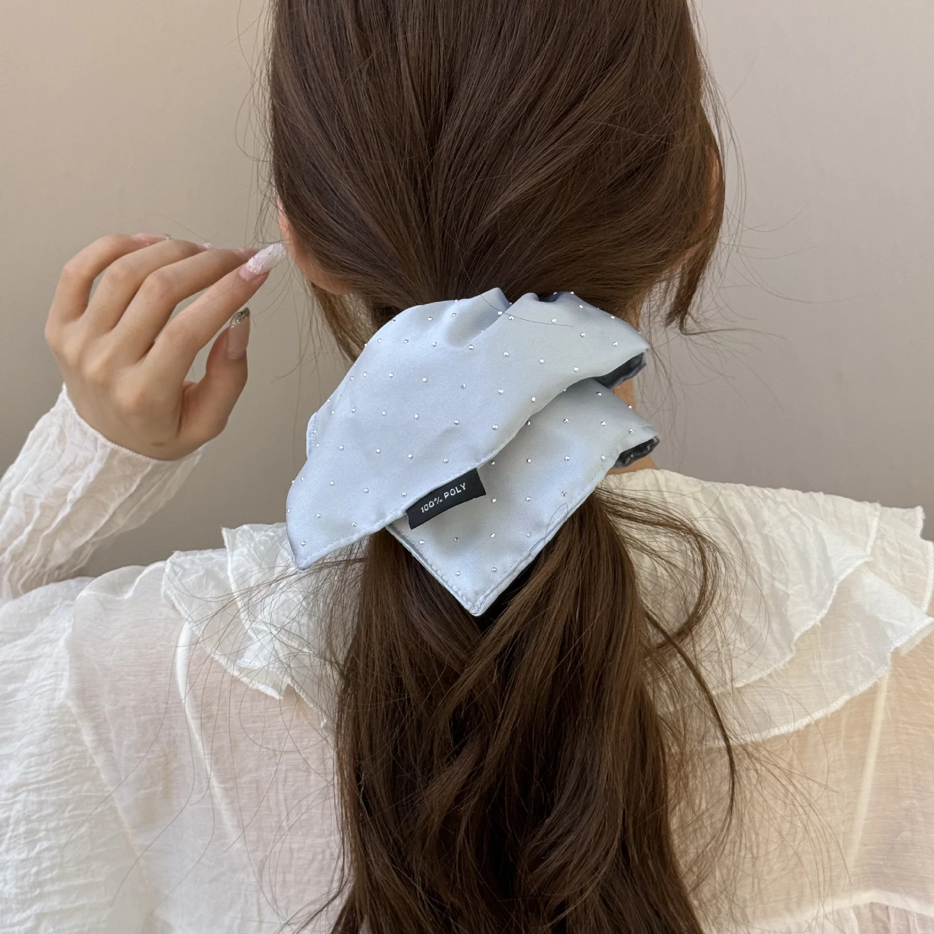 Korean Style Crystal Dot Hair Scrunchies Elastic Rubber Bands for Women Girls Elegant Ponytail Holder Hair Style Accessolories