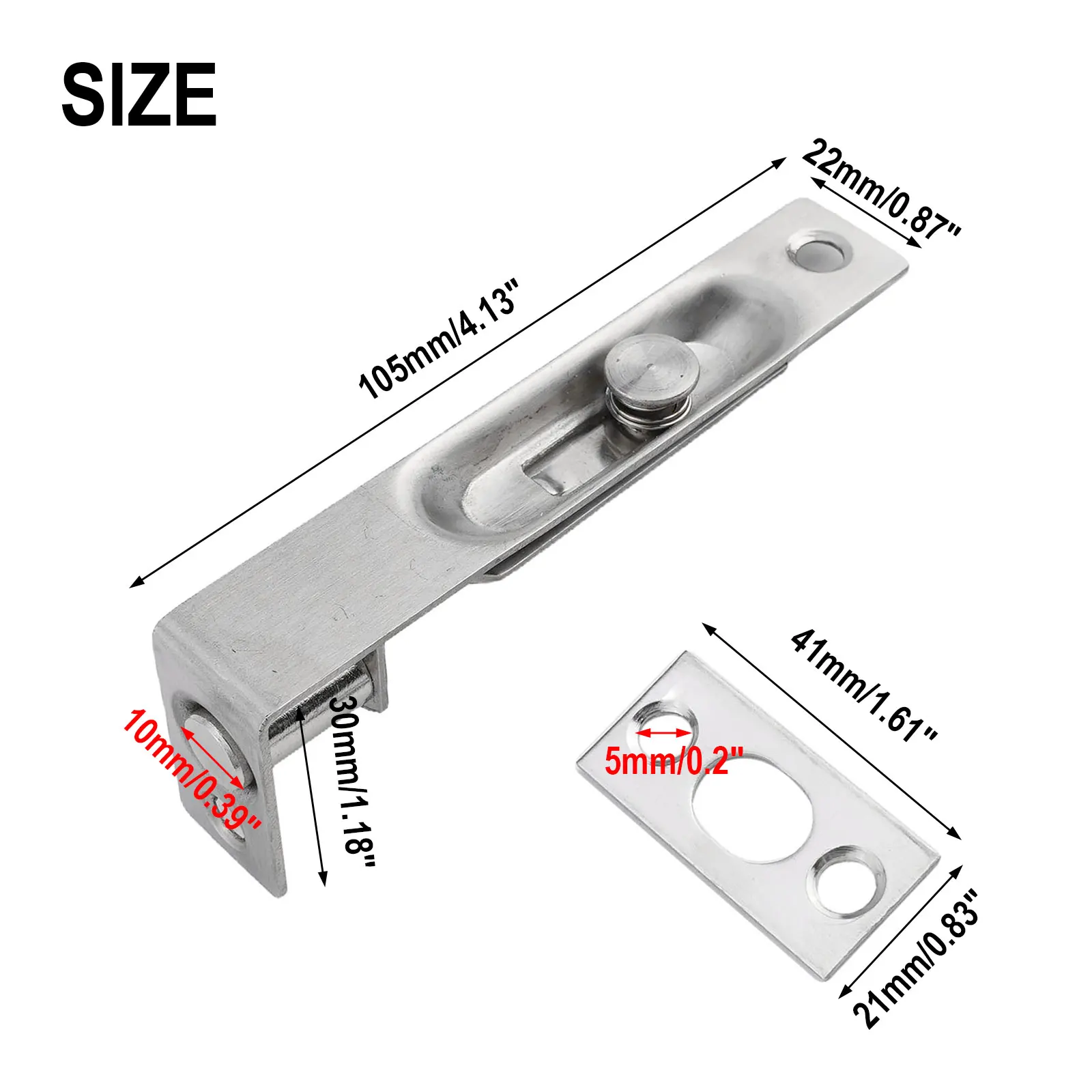 Flush Bolt Security Latch for Indoor Residential Doors Stainless Steel Material with Balanced Leverage and Quiet Operation