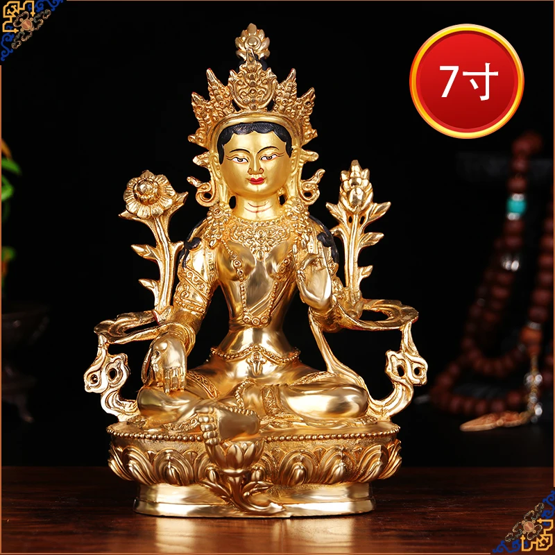 

Wholesale Buddha # 8 inch -efficacious HOME OFFICE House Talisman- Greco-Buddhist Buddhism Green Tara brass statue