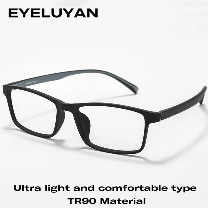 

EYELUYAN Ultra light Comfortable TR90 Glasses Frame Men Rectangle Optical Eyeglasse Black Color Spectacles Frame VB8004