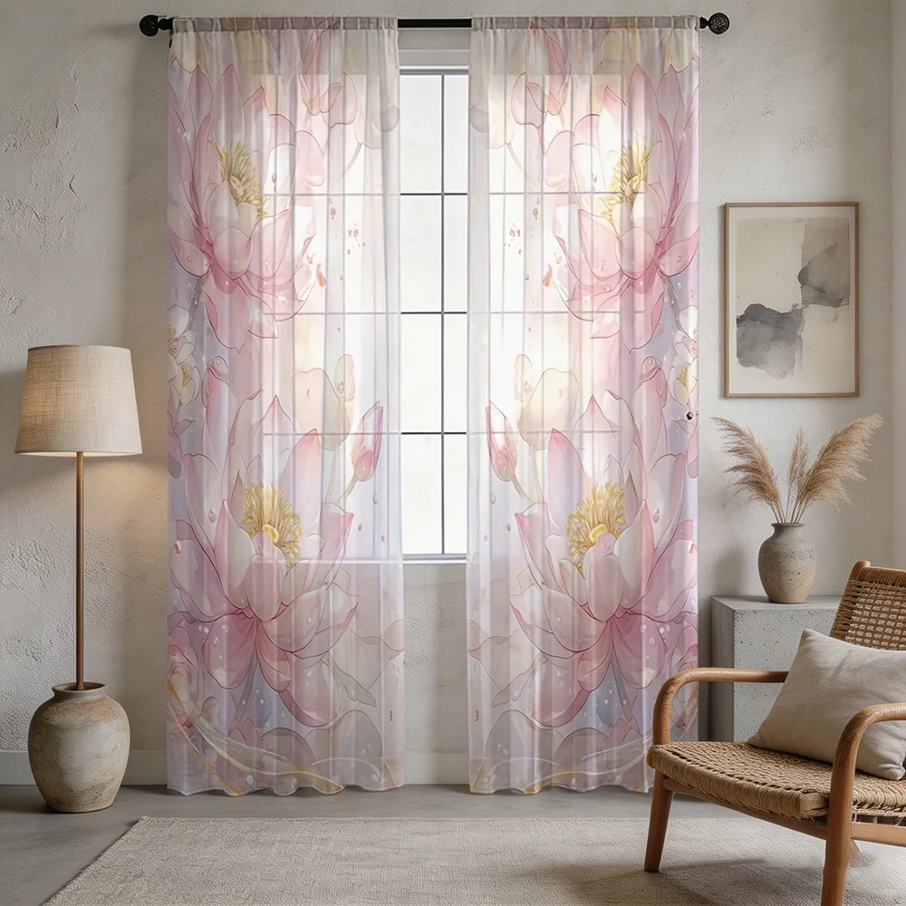 2PCS Digital Printing Sheer Curtain, Persian Carpet Oriental Pattern, Exotic Luxurious Traditional Ethnic Living Room Decor - view 3