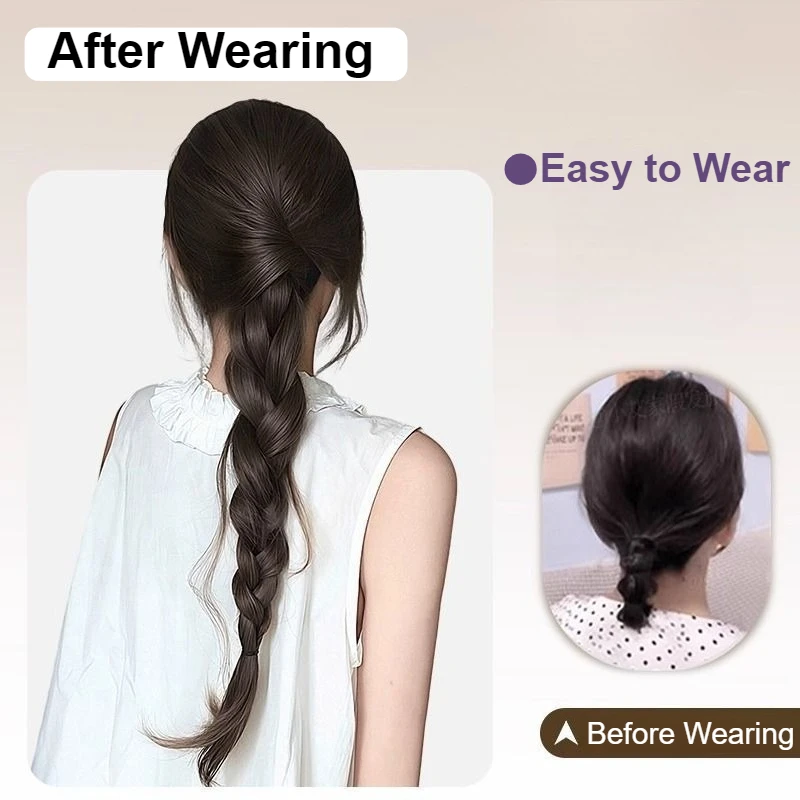 1PCS Synthetic Claw Clip on Braid Ponytail Hair Extensions for Women Pony Tail Hair Piece Boxing Braid Wigs DIY Hair Accessories