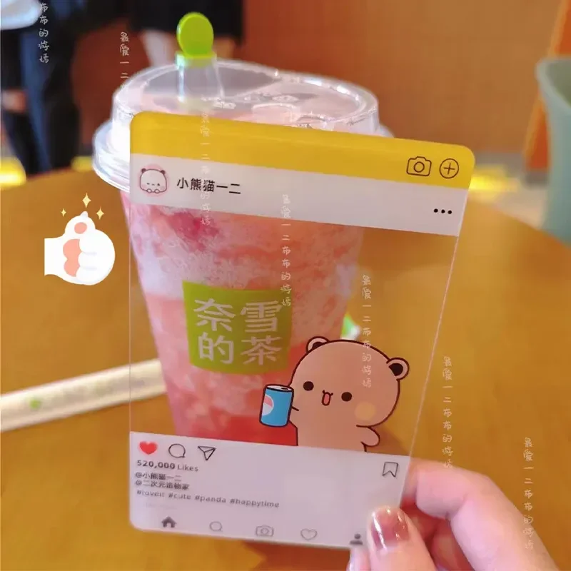 New Limited Edition Cute Lesser Panda Yier Bubu Acrylic Travel Card Cute Transparent Card Anime Collect Card Gifts Birthday Gift