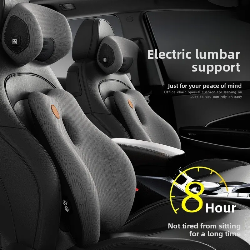 Electric Car Lumbar Support Pillow, Adjustable Auto Seat Waist Cushion, Vehicle Neck Headrest Pillow Set