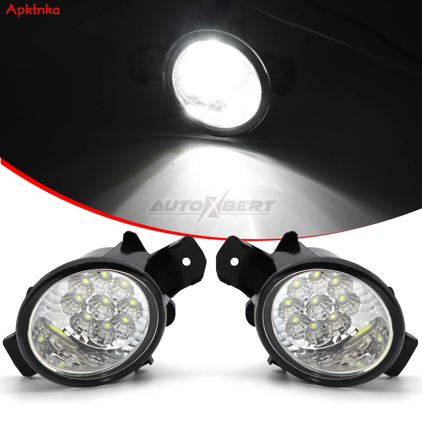 APKTNKA 2x Bumper Fog Light Lamp Assembly LED White Foglight Headlight DRL For Renault Symbol Clio Master Laguna Grand 1998-2015