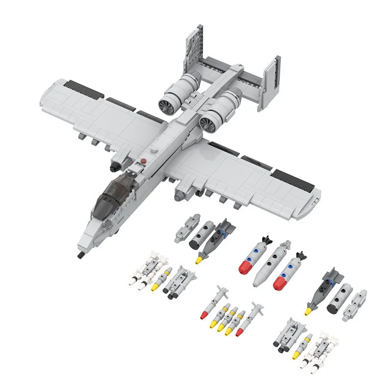 MOC Attack Aircraft Building Blocks Set Military Jet Plane Model with Accessories DIY Assembly Bricks Toy Gift Compatible Blocks