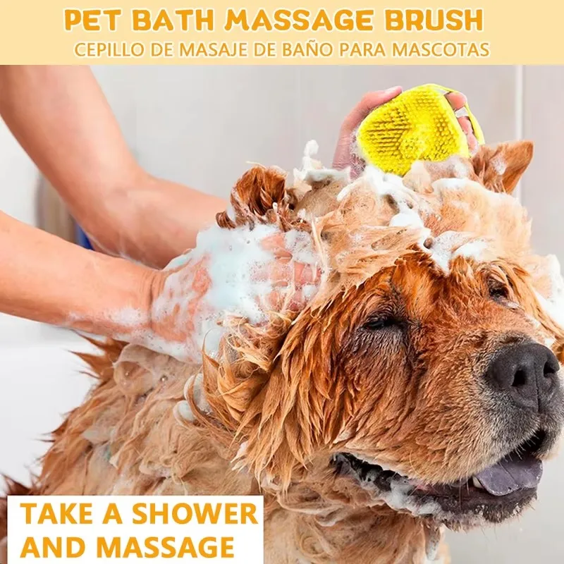 Dog Bath Brush Silicone Pet Shampoo Brush Soap Dog Scrubber Cat Massage Grooming Wash Comb Soft Rubber Puppy Clean Brush images - 6