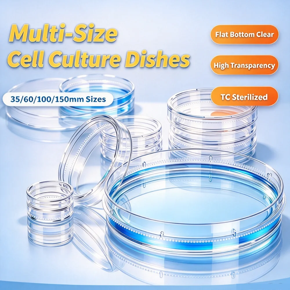 Disposable Adherent Cell Culture Dishes Plastic Culture Plates Sterile, for Laboratory, Scientific & Biological Teaching