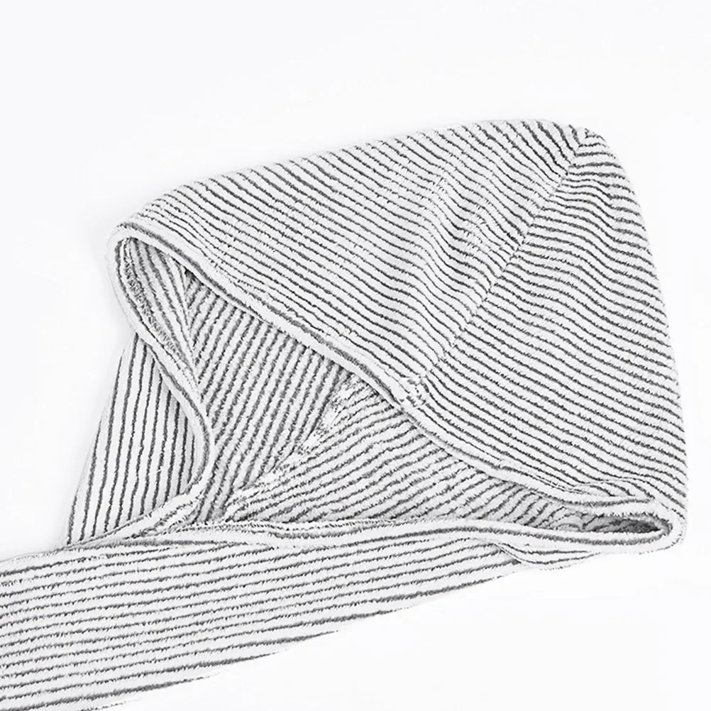 Bamboo Carbon Fiber Hair Drying Cap Black White Stripe Quick Drying Towel Superfine Fiber Fast Absorbent Cap Lightweight Home