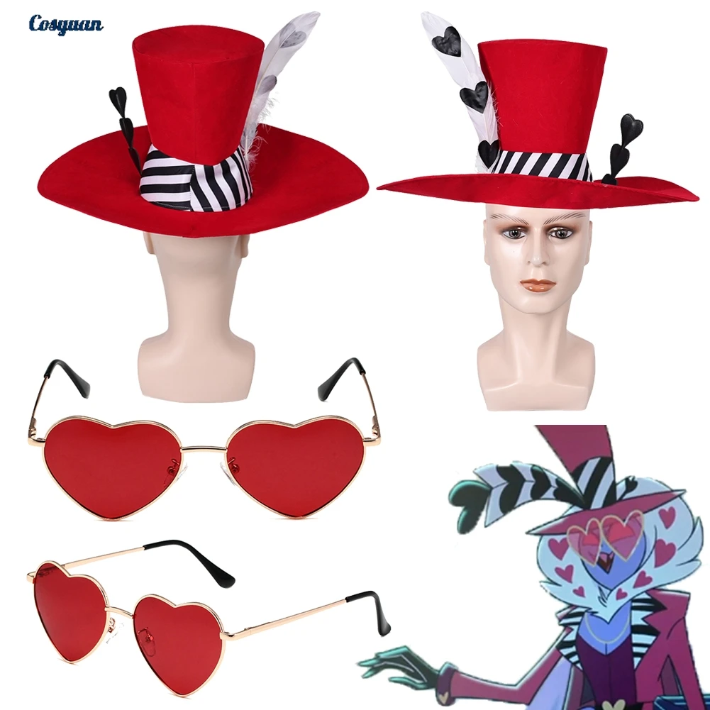 TV Hell Inn Cosplay sombrero de Valentino gafas de amor accesorios de disfraz de fiesta juego de rol trajes de Halloween accesorios de juguete hombres mujeres