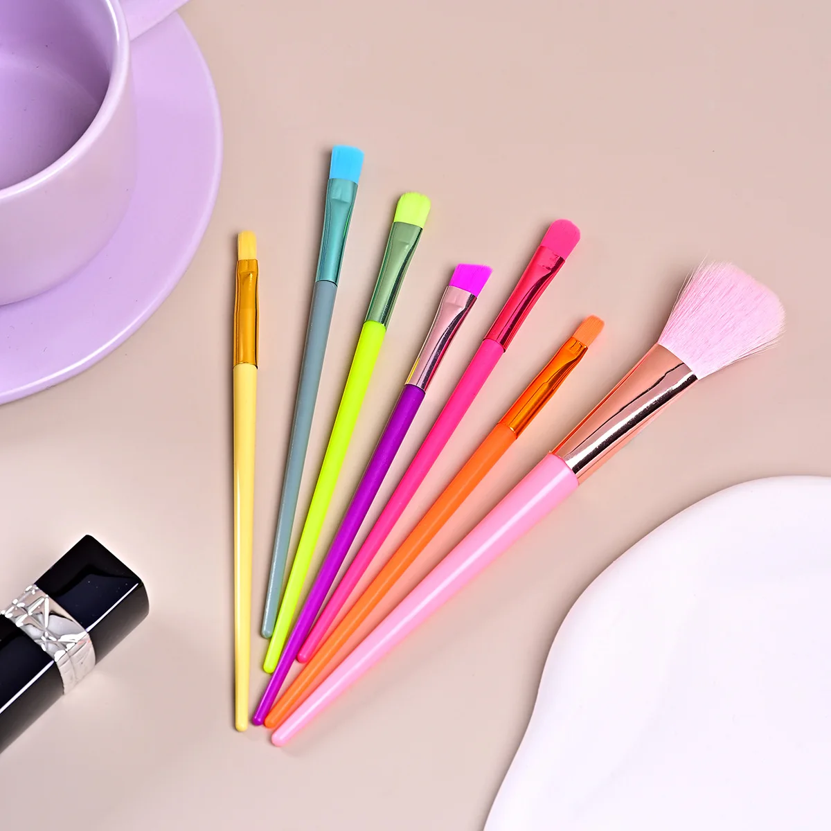5/7 Pcs Colorful Candy Makeup Brush Set, Soft Bristle Foundation Eyeshadow Blush Contour Cosmetic Tools