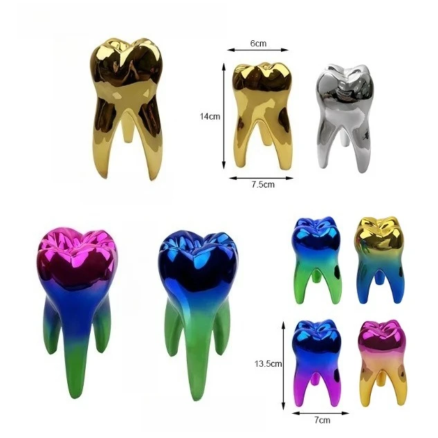Dentist Gift Golden/Sliver Tooth Model Figurine Ornament Artcrafts Dentistry Gift For Clinic Office Desktop Sculpture Decoration