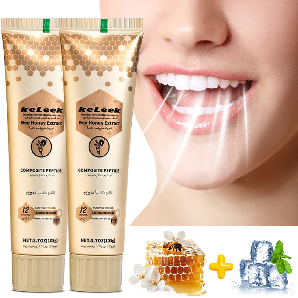 

Whitening Toothpaste Removing stains bad breath refresh breath multi effect gum protection KeLeek Bee Honey Extract Toothpaste