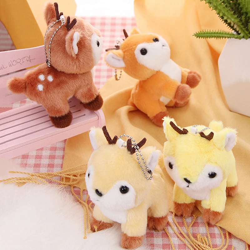 1Pcs Lovely Cartoon Forest Animal Giraffe Plush Toy Soft Stuffed Small Doll Key Ring Backpack Pendant Birthday Christmas Gifts