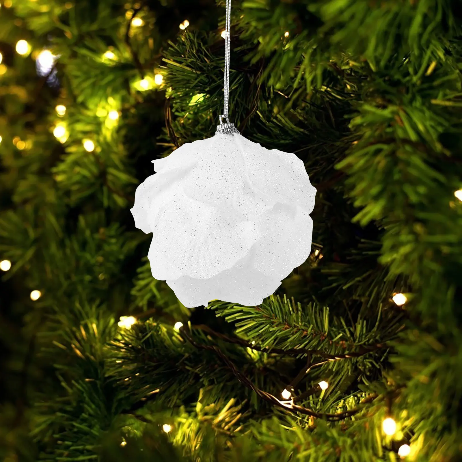 

3Pcs Christmas Ball Hanging Ornaments Elegant Floral Pedal Xmas Tree Decorations Lightweight Festive Decor Xmas Tree Ornament