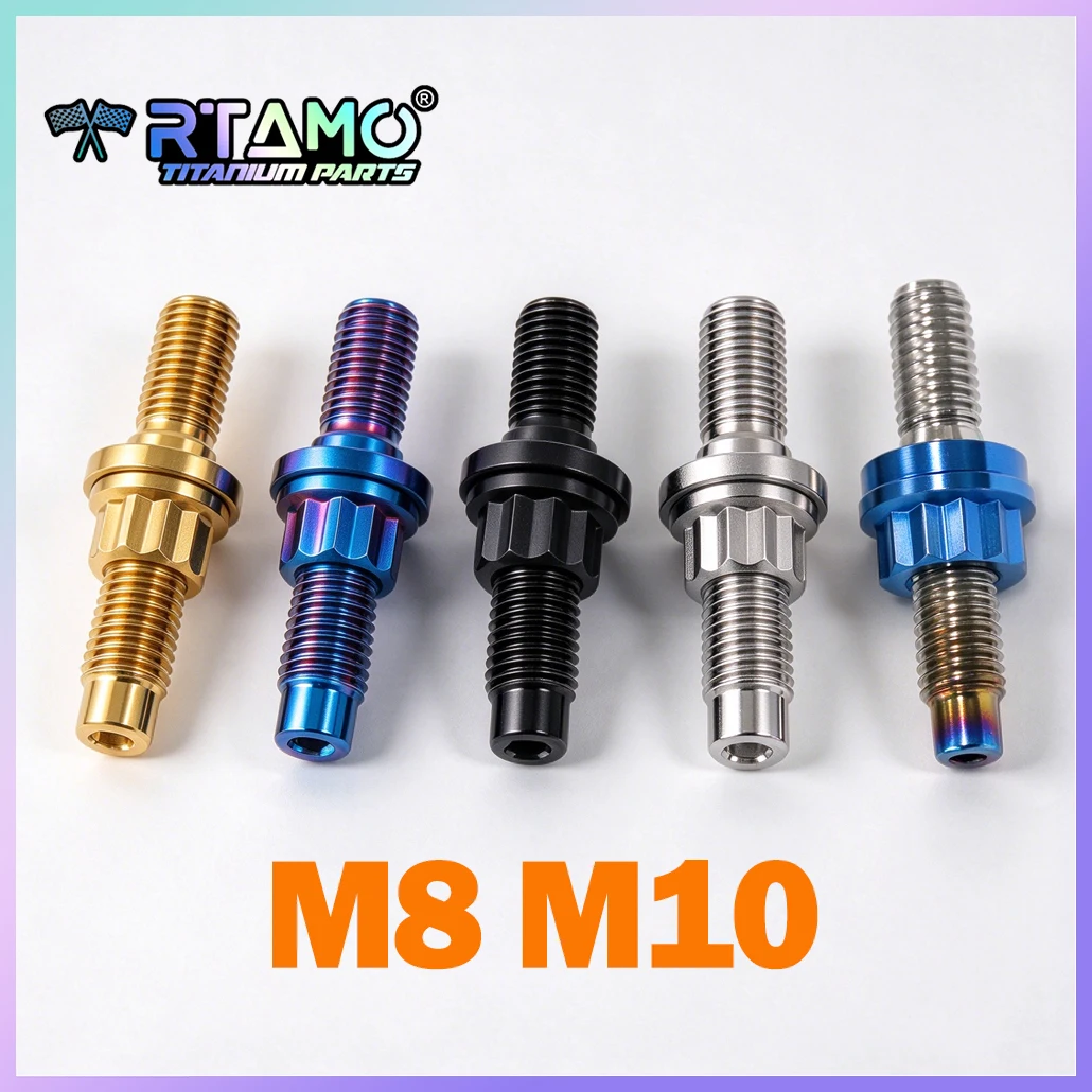 RTAMO Gr5 Titanium Exhaust Pipe Bolt M8X45 M10X55mm Automotive Exhaust Manifold Stud Kit Screw Nut Washer Set