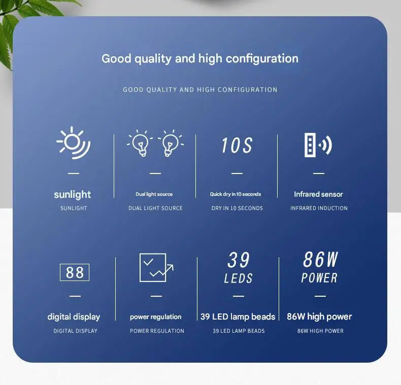 Lâmpada UV LED para unhas com luz vermelha de 86 W com sensor inteligente - Secador de esmalte em gel portátil de cura rápida para uso doméstico e em salão de beleza