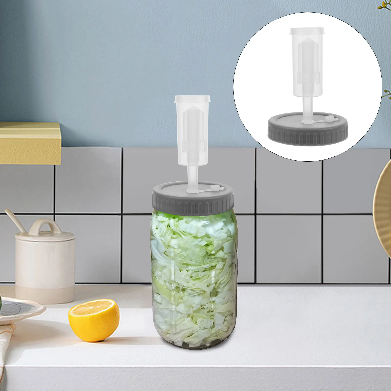 

Leak-Proof Wide Mouth Mason Jar Cover Lid with One-Way Exhaust Valve Replacement Lid for Fermenting Kits Lids for Jar