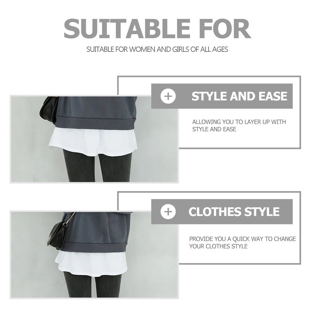 

Fake Skirt Shirt Extender Half Length Lower Sweep Faux Blouse Bottom Cozy Daily Wear Women Fashion Charm