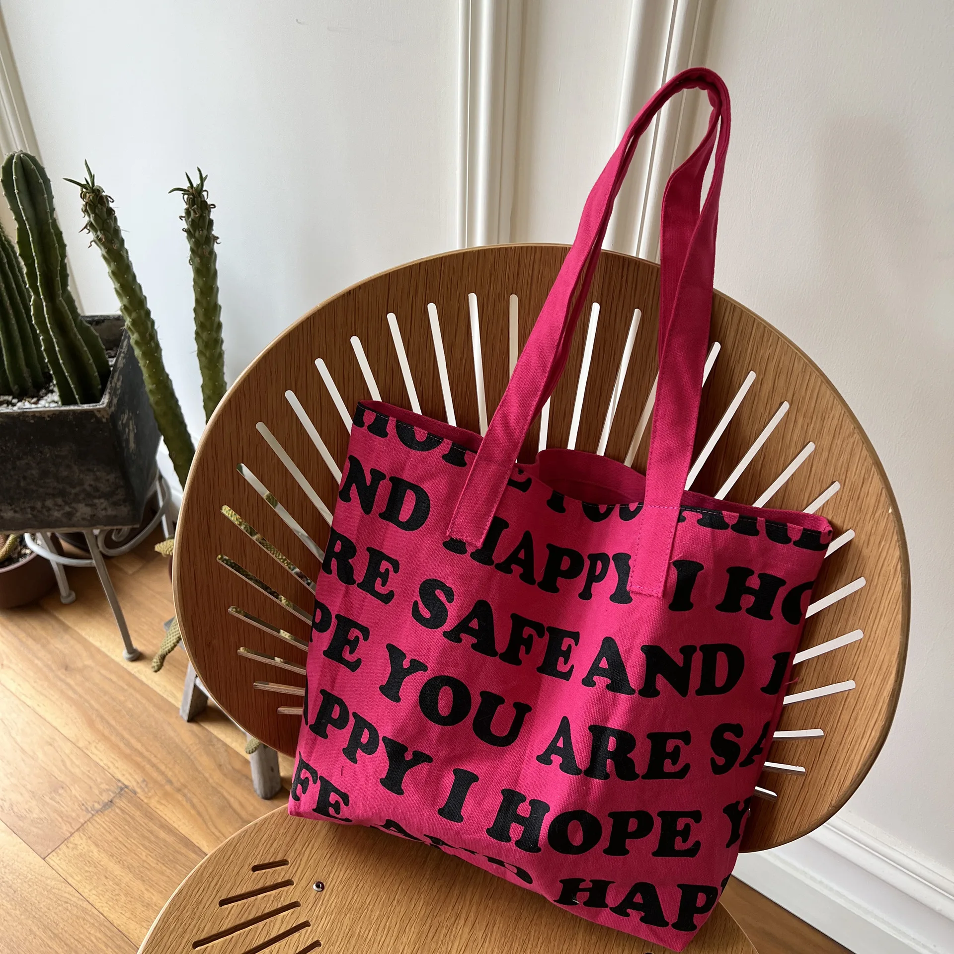 

Korean Fashion Canvas Bags For Women New 2023 Shoulder Bag Big Letters Print Handbags and Purses Tote Bag Shopping Bag Women