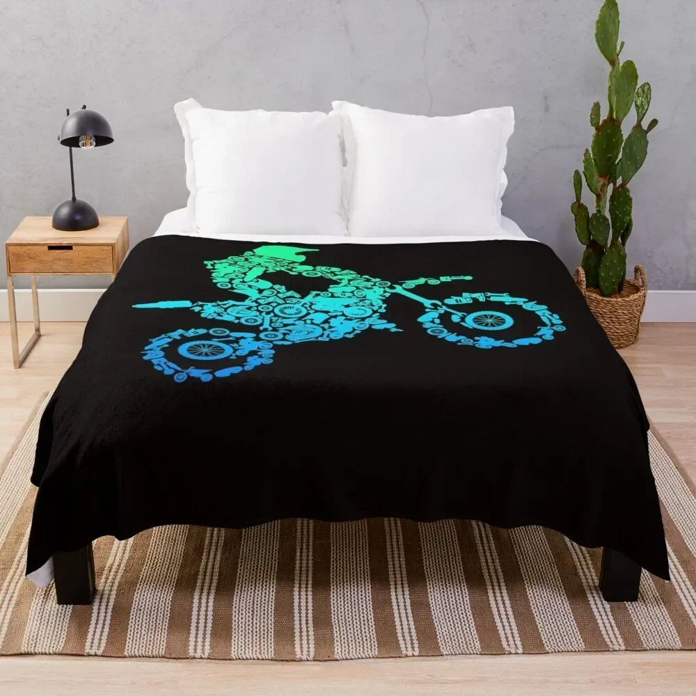 Dirt Bike Rider Motocross Enduro Dirt Biking Throw Blanket Decoratives Sleeping Bag Heavy Blankets