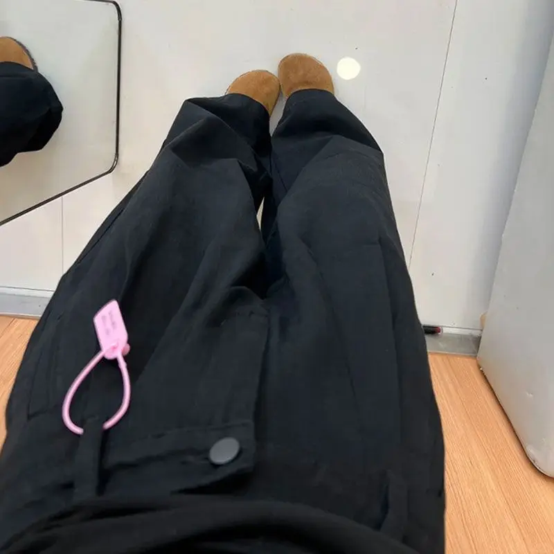 New Black Wide-leg Jeans Women in Summer High-waist Solid Color Versatile Loose Lazy Style Retro Straight Pants