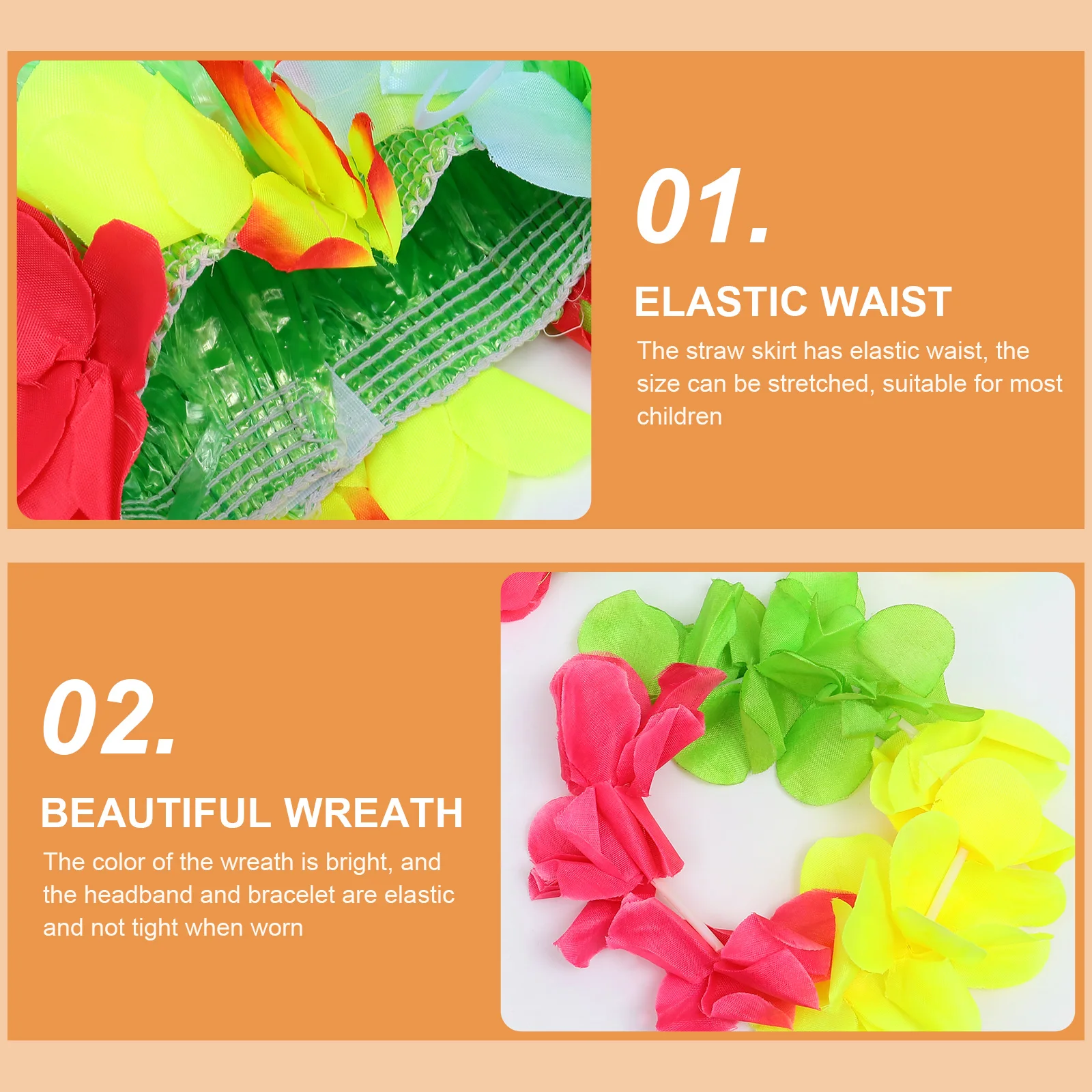 

Children's Dance Costume 40CM Thick Green Grass Skirt Set Party Decorations Kids Costume Hawaii Style Practical Accessories