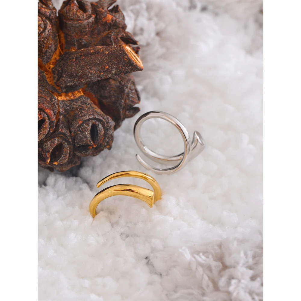 Yhpup Minimalist 316L Stainless Steel Metal Fashion Ring Chic Classic Stylish 18k Gold PVD Plated Finger Jewelry Bijoux Gift