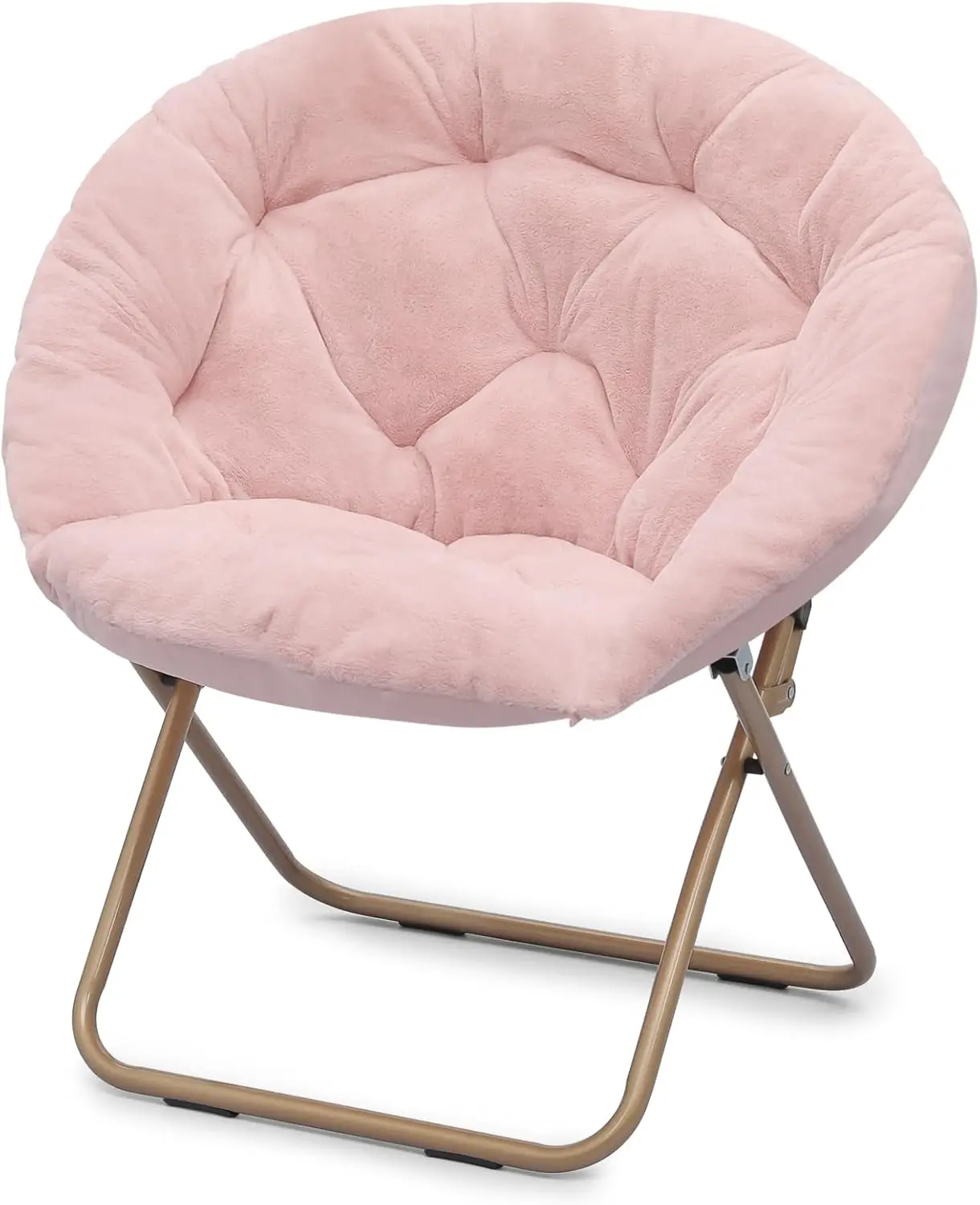 

Round Foldable Oversized Moon Saucer Chair for Adults Large Cozy Chair for Bedroom, Pink