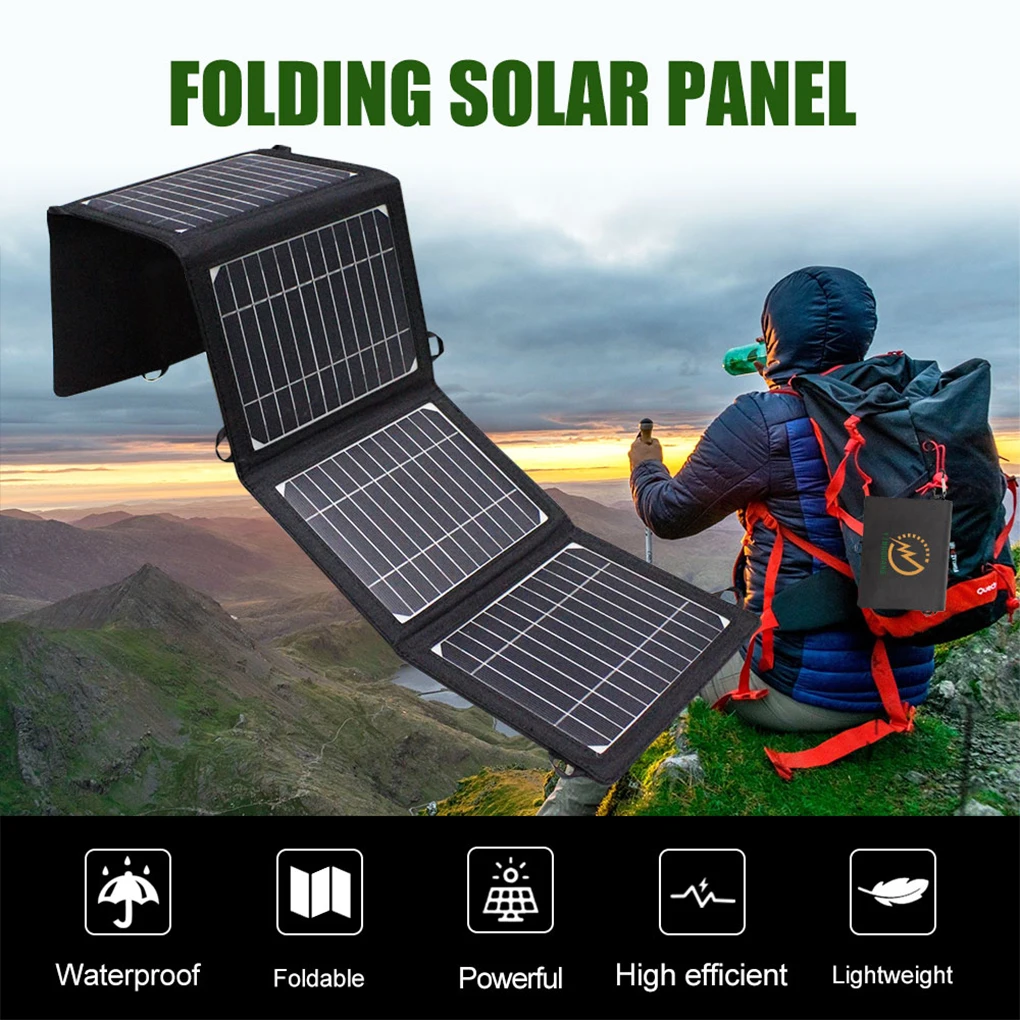 14W Solar Charging Panel Phone Charger Backpacking Power Bank Plate