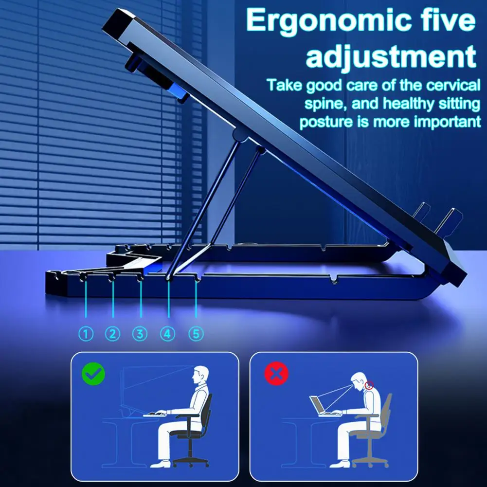 حامل كمبيوتر محمول للمروحة هادئ للغاية ، وسادة قابلة للتعديل ، 8 مراوح لتدفق الهواء القوي ، ضوضاء منخفضة ، يعمل بمنفذ USB ، كمبيوتر محمول