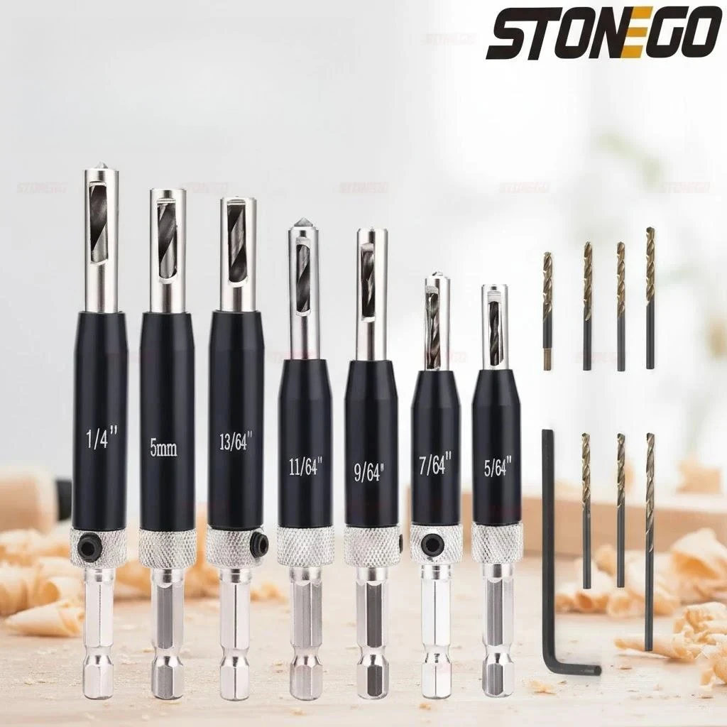 

Self Centering Lock Hinge Drill Bit Set 7 8 15 17mm Stainless Steel Hardware Drawer Guide Kit for Woodworking