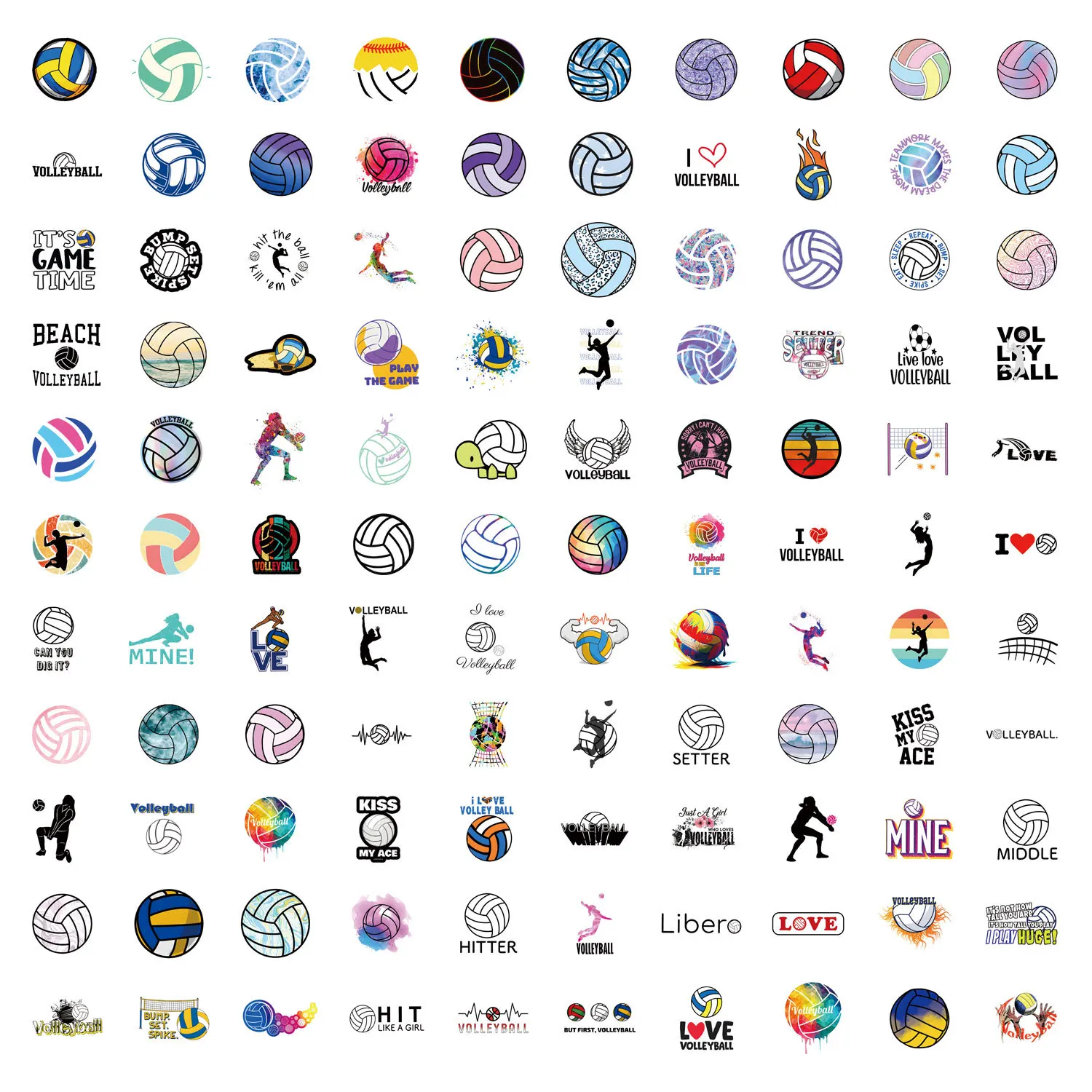 55/110PCS Adesivos de Voleibol Divertidos em Estilo Cartoon Personalizados Criativos DIY para Refrigerador, Skateboard, Copo de Água