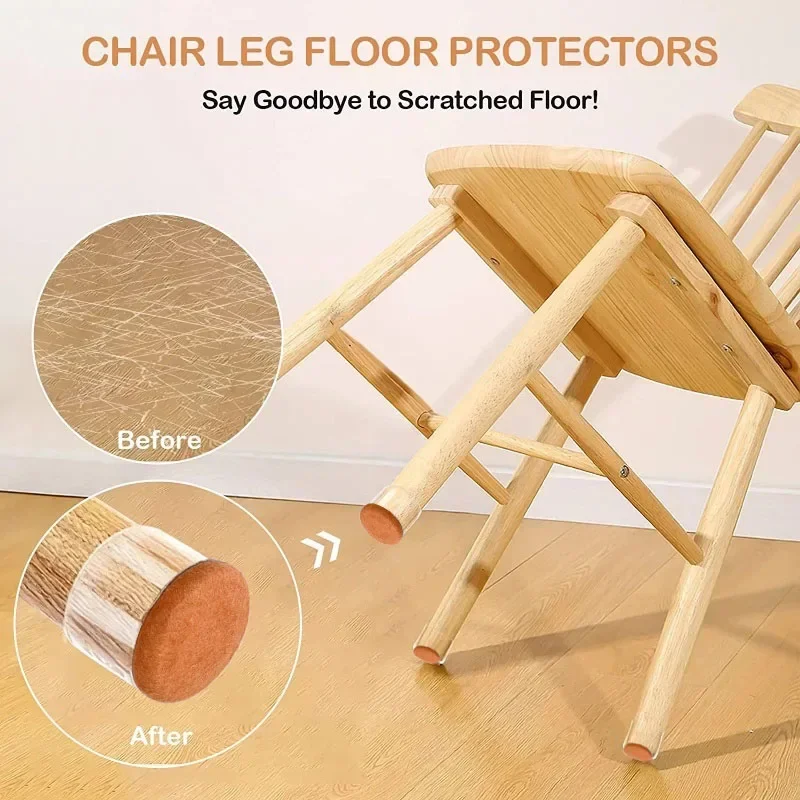 16PCS Table Foot Pad Rubber Chair Leg Caps Round Square Floor Protection Mat Furniture Pads Sliders with Wrapped Felt Bottom