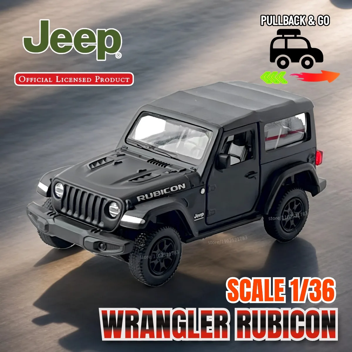 1:36 Jeep Wrangler Rubicon Car Model Repilca Scale Vehicle Miniature Art Figure Collection Hobby Kid Toy for Boy Xmas Gift