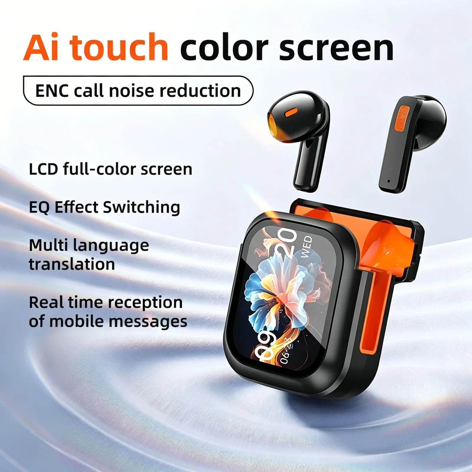 

Bluetooth 5.4 AI Translation Headphones in Ear LED Color Touch Screen Wireless ENC Call Noise Reduction Long Battery Life Earbud