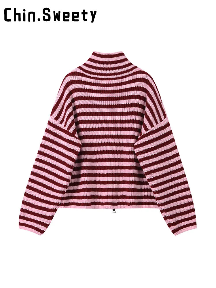 เสื้อคลุมแฟชั่นขนแกะพิมพ์ลาย คอตั้ง แขนยาว ทรงหลวม สไตล์สตรีท สำหรับผู้หญิง ฤดูใบไม้ร่วง 2025 เสื้อคลุมอุ่นๆ รุ่นใหม่