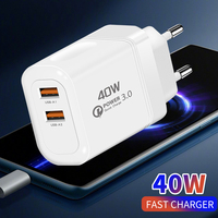 40W Dual USB Charger Fast Charging EU/US Plug Wall Charger For iPhone Samsung Xiaomi Phone Quick Charge3.0 Charger Power Adapter