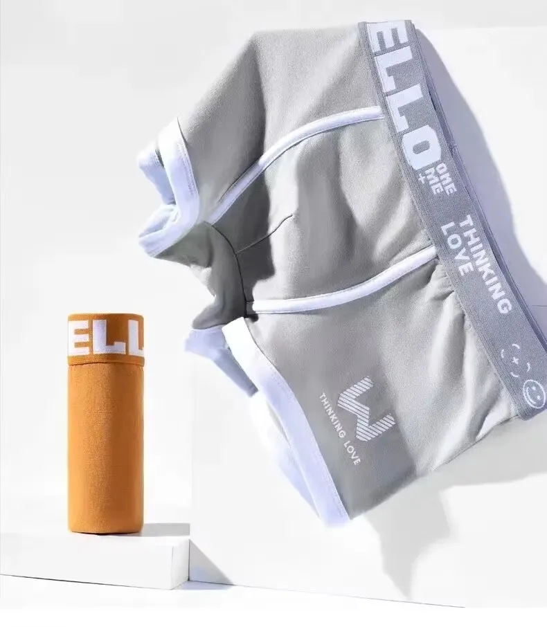 4 Stück 2024 Herren-Unterwäsche, Baumwolle, Unterwäsche, Buchstabenbund, bequem, atmungsaktiv, weich, Boxer, modisch, lässig, Sport-Shorts