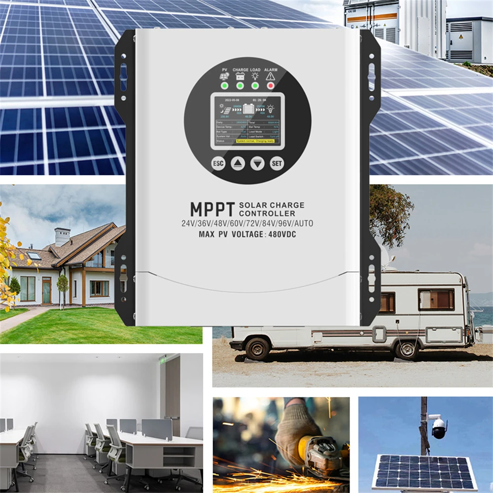 MPPT 60A 120A Solar Charge Controller 24V-96V Max192V Auto Solar Panel Lead Acid/Lithium Battery Regulator Charging PV 230V 480V